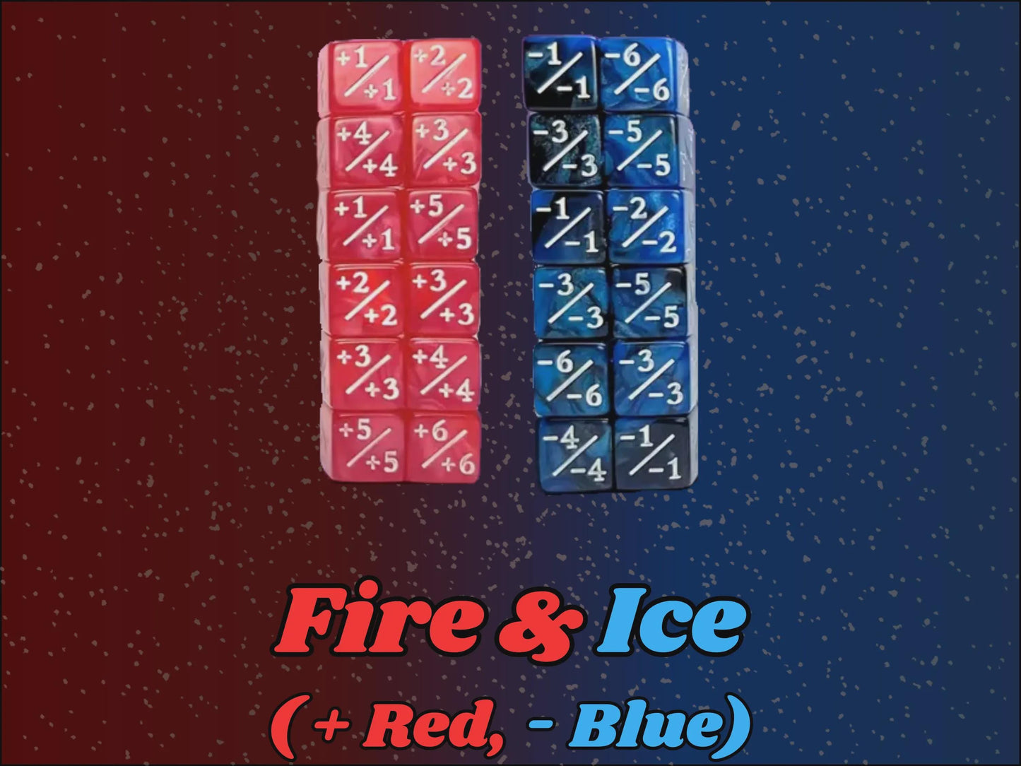 Counter Dice + / - , Magic TCG, Fire & Ice Marble Color Theme, perfect for any magic the gather deck! Edh, Cedh Magic Deck! Great MTG Gift!