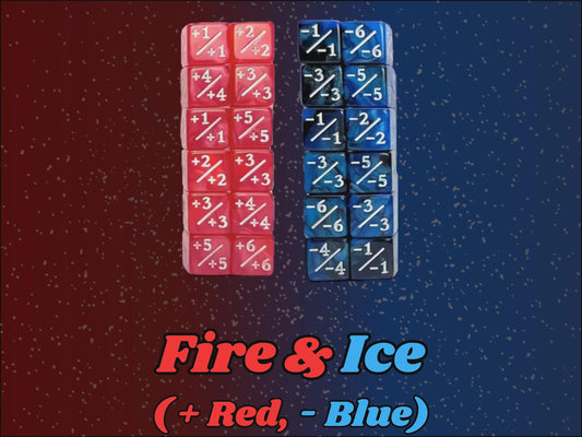 Counter Dice + / - , Magic TCG, Fire & Ice Marble Color Theme, perfect for any magic the gather deck! Edh, Cedh Magic Deck! Great MTG Gift!