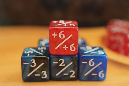Counter Dice + / - , Magic TCG, Fire & Ice Marble Color Theme, perfect for any magic the gather deck! Edh, Cedh Magic Deck! Great MTG Gift!
