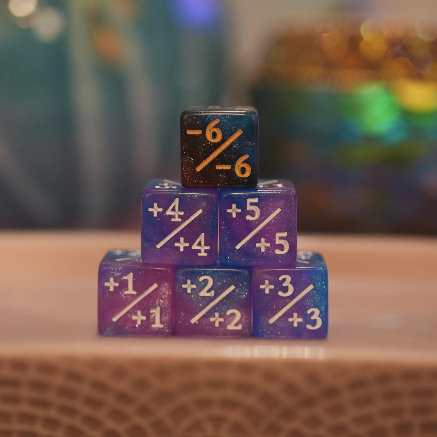 Counter Dice + / - , Magic TCG, Starry Sky Blue & Orange, perfect for any magic the gather deck! Edh, Cedh Magic Deck! Great gift for nerds!