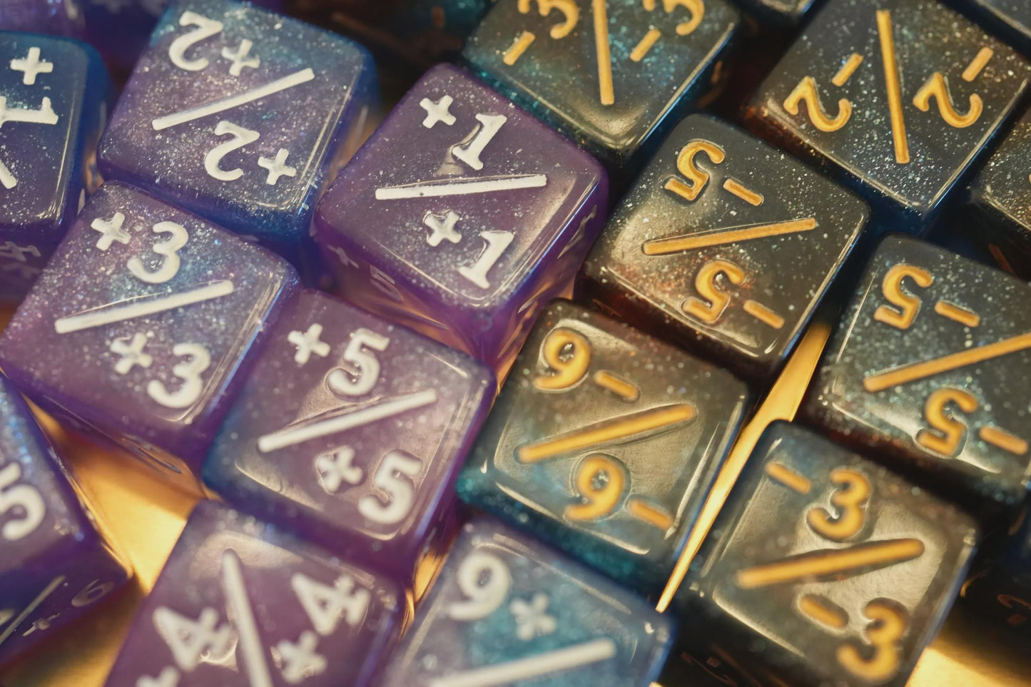 Counter Dice + / - , Magic TCG, Starry Sky Blue & Orange, perfect for any magic the gather deck! Edh, Cedh Magic Deck! Great gift for nerds!