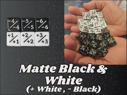 Counter Dice + / - , Magic TCG, Black White Matte Color Theme, perfect for any magic the gather deck! Edh, Cedh Magic Deck! Great MTG Gift!