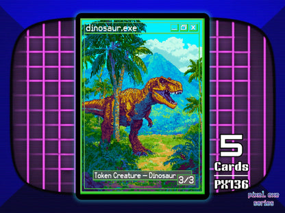 5x Dinosaur 3/3 Green MTG Token - Pixel Tokens by Teddy PX136