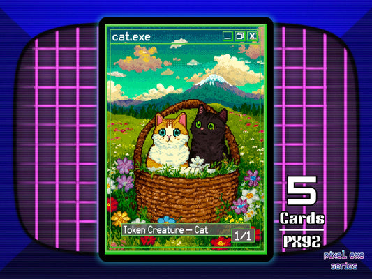 5x Cat 1/1 Green Rin and Seri MTG Token - Pixel Tokens by Teddy PX92