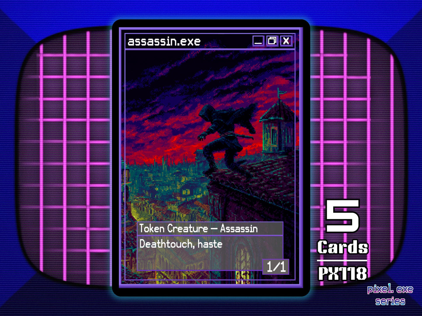 5x Assassin 1/1 Deathtouch Haste MTG Token - Pixel Tokens by Teddy PX118