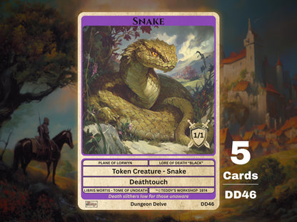 5x Snake 1/1 Deathtouch MTG Token - Teddy's Workshop DD46