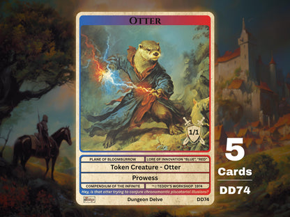 5x Otter 1/1 Prowess MTG Red Blue Token - Teddy's Workshop DD74