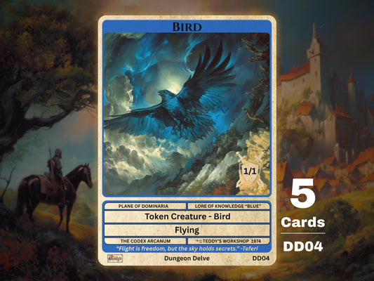5x Bird (Blue)  1/1 Flying MTG Token - Teddy's Workshop DD04
