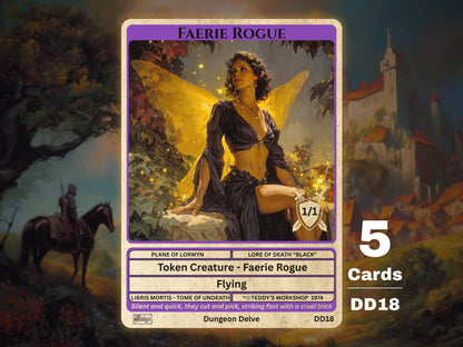 5x Faerie Rogue 1/1 Flying (Blue Black)  MTG Token - Teddy's Workshop DD18