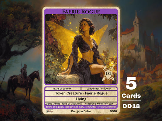 5x Faerie Rogue 1/1 Flying (Blue Black)  MTG Token - Teddy's Workshop DD18