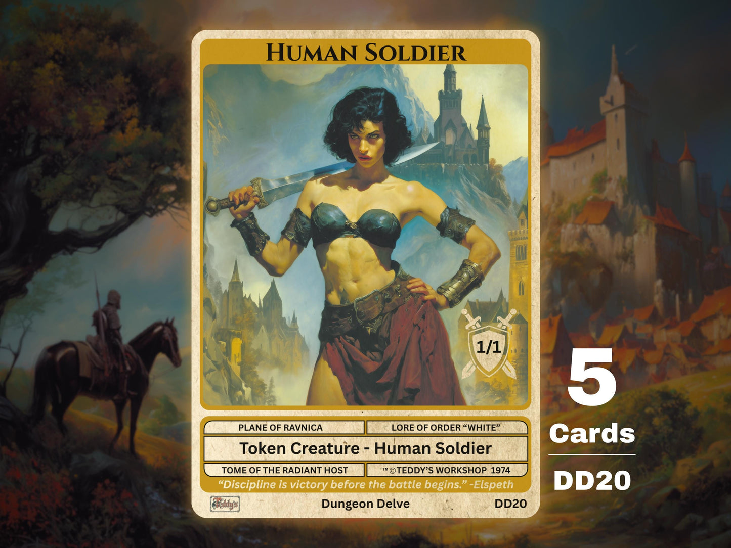 5x Human Soldier 1/1 MTG Token - Teddy's Workshop DD20