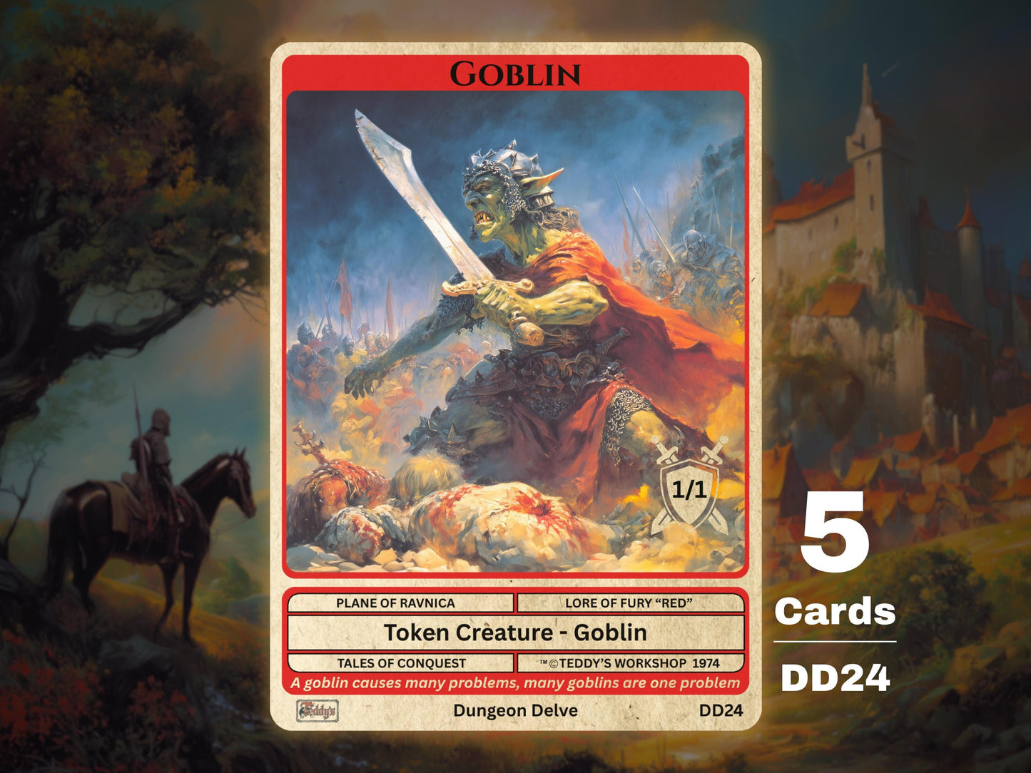 5x Goblin 1/1 Red MTG Token - Teddy's Workshop DD24