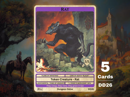 5x Rat 1/1 Black MTG Token - Teddy's Workshop DD26