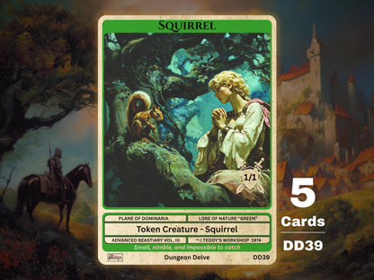 5x Squirrel 1/1 Green MTG Token - Teddy's Workshop DD39