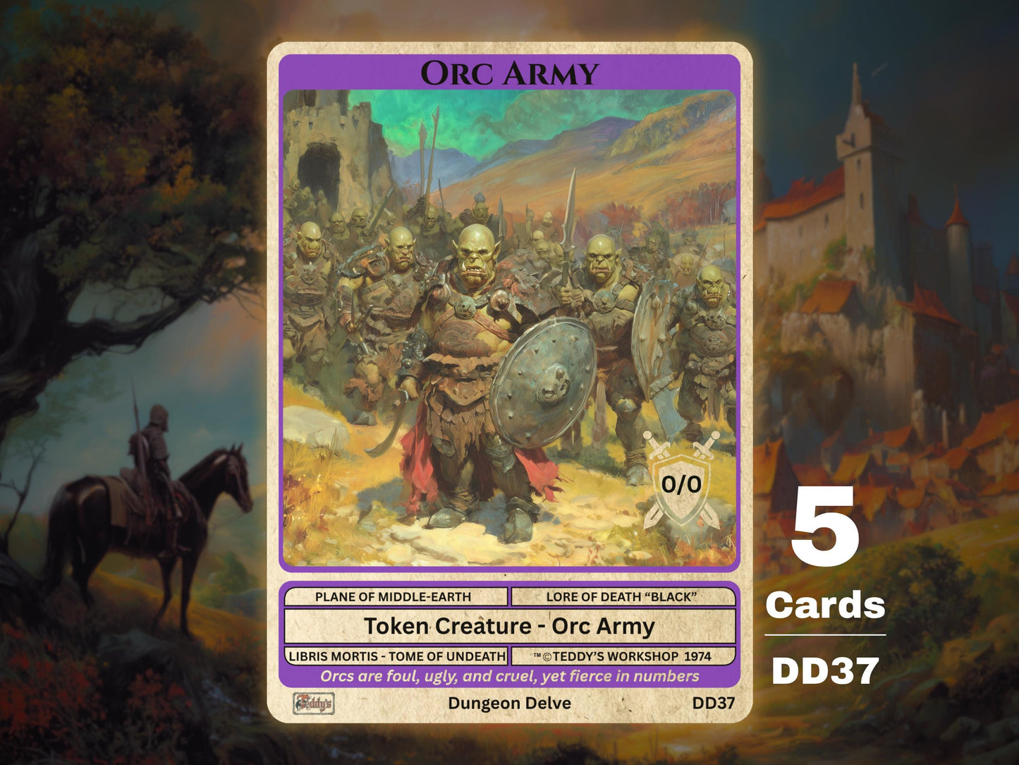 5x Orc Army 0/0 Black MTG Token - Teddy's Workshop DD37