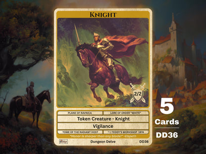 5x Knight 2/2 Vigilance MTG Token - Teddy's Workshop DD36