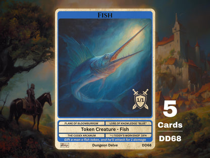 5x Fish 1/1 Blue MTG Token Gift - Teddy's Workshop DD68
