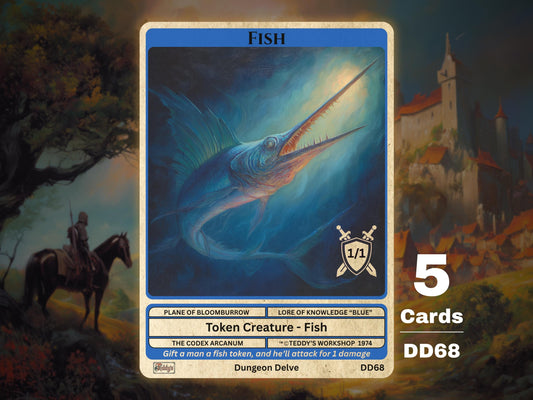 5x Fish 1/1 Blue MTG Token Gift - Teddy's Workshop DD68