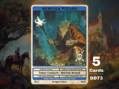 5x Merfolk Wizard 1/1 Blue MTG Token - Teddy's Workshop DD73