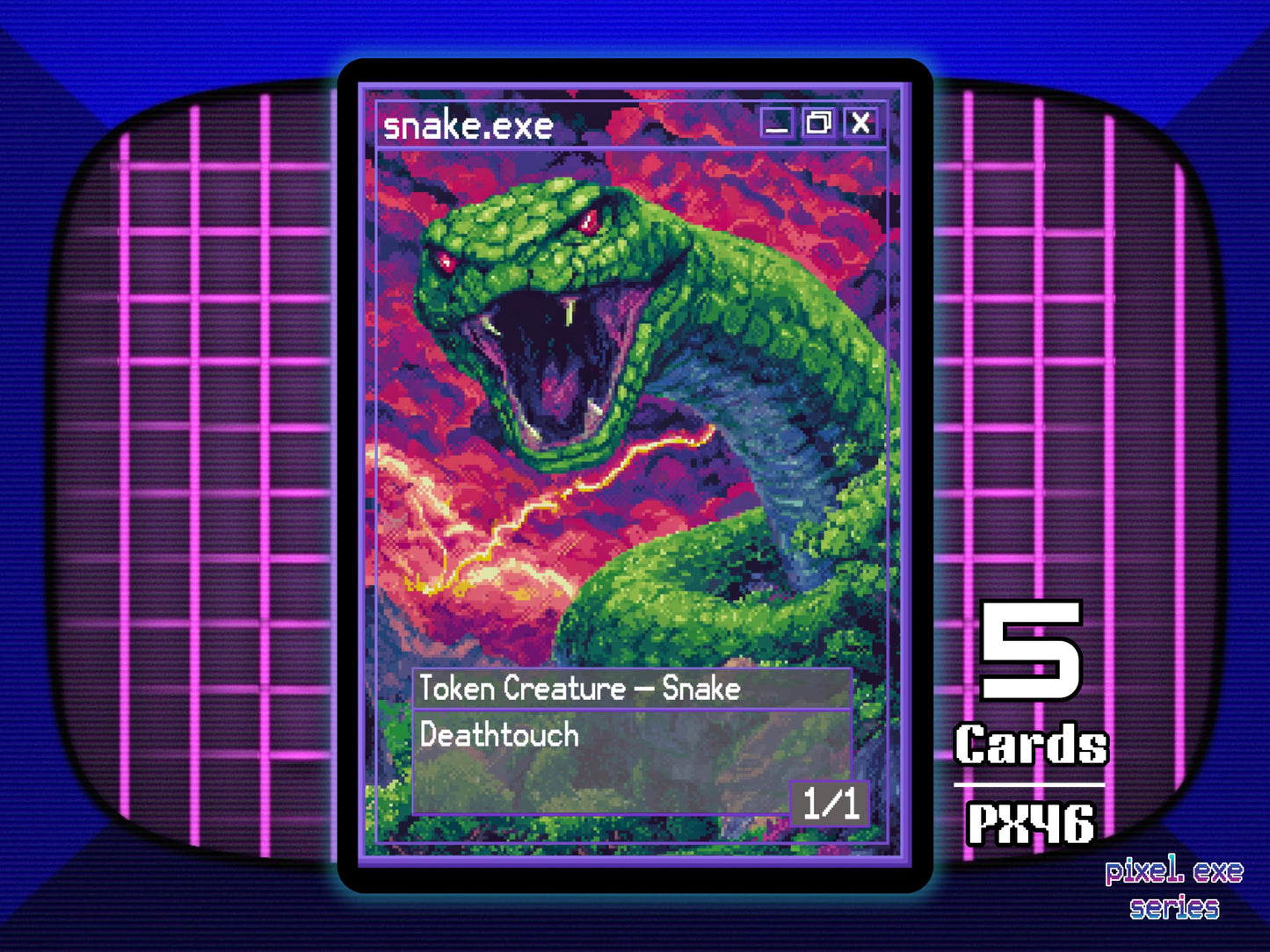 5x Snake 1/1 Deathtouch MTG Token - Pixel Tokens by Teddy PX46