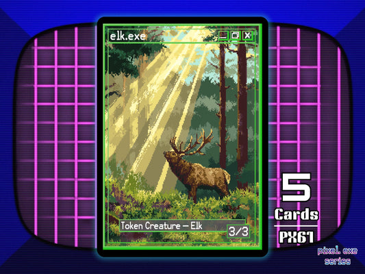 5x Elk 3/3 Green MTG Token - Pixel Tokens by Teddy PX61