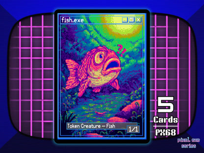5x Fish 1/1 Blue Gift MTG Token - Pixel Tokens by Teddy PX68