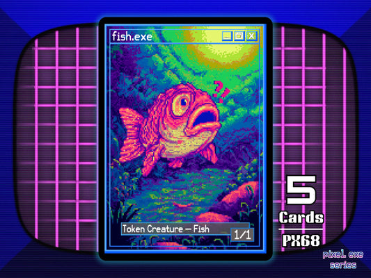 5x Fish 1/1 Blue Gift MTG Token - Pixel Tokens by Teddy PX68