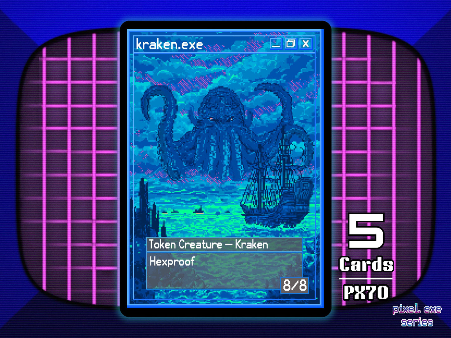 5x Kraken 8/8 Hexproof MTG Token - Pixel Tokens by Teddy PX70