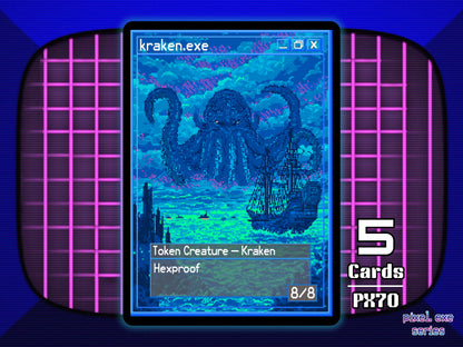 5x Kraken 8/8 Hexproof MTG Token - Pixel Tokens by Teddy PX70