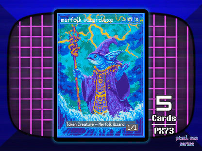 5x Merfolk Wizard 1/1 Blue MTG Token - Pixel Tokens by Teddy PX73
