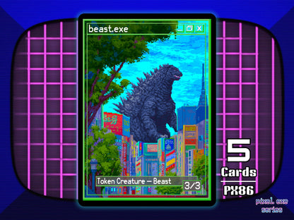 5x Beast 3/3 Green MTG Token Godzilla - Pixel Tokens by Teddy PX86