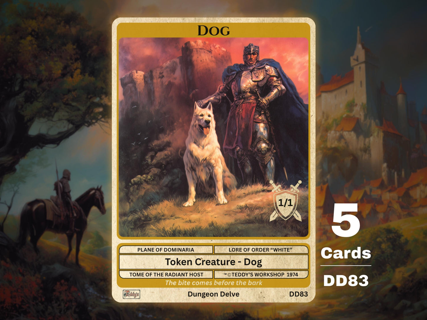 5x Dog 1/1 White MTG Token - Teddy's Workshop DD83