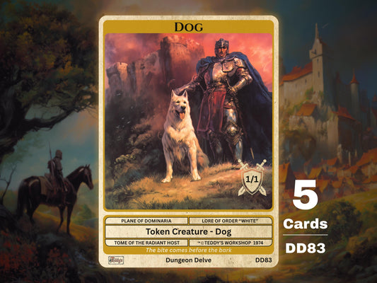 5x Dog 1/1 White MTG Token - Teddy's Workshop DD83