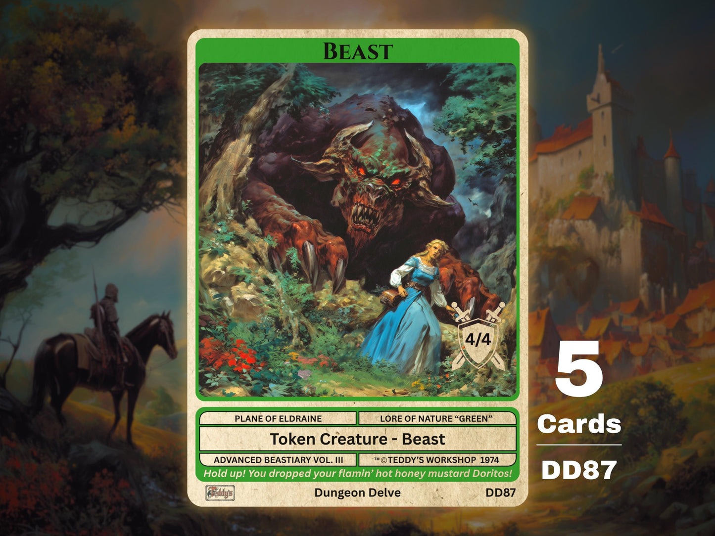 5x Beast 4/4 Green MTG Token - Teddy's Workshop DD87