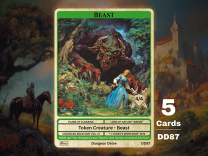 5x Beast 4/4 Green MTG Token - Teddy's Workshop DD87