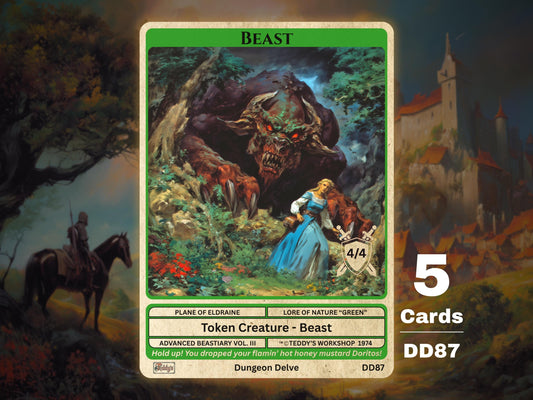 5x Beast 4/4 Green MTG Token - Teddy's Workshop DD87