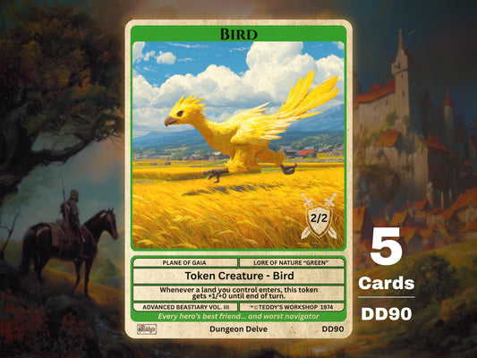 5x Bird 2/2 Landfall Chocobo Final Fantasy MTG Token - Teddy's Workshop DD90