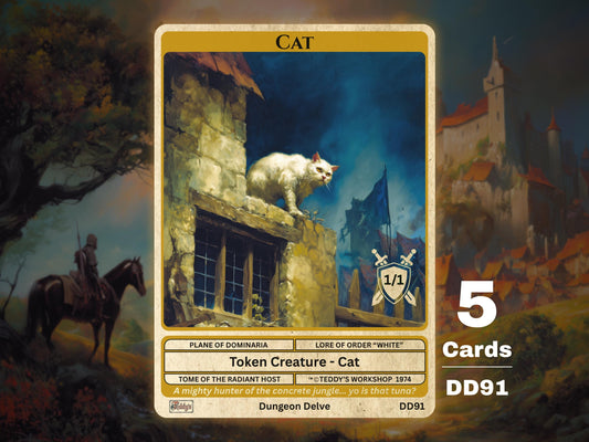 5x Cat 1/1 White MTG Token - Teddy's Workshop DD91