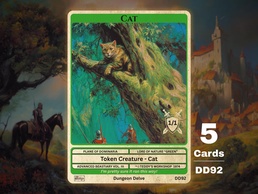 5x Cat 1/1 Green Cute MTG Token - Teddy's Workshop DD92