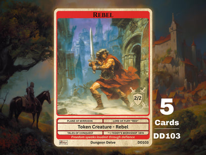 5x Rebel 2/2 Red MTG Token - Teddy's Workshop DD103