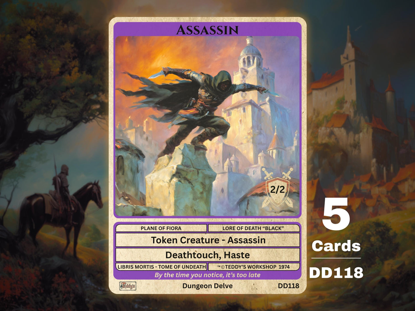5x Assassin 1/1 Deathtouch Haste Black MTG Token - Teddy's Workshop DD118