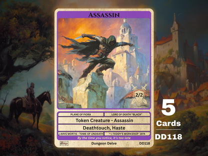 5x Assassin 1/1 Deathtouch Haste Black MTG Token - Teddy's Workshop DD118