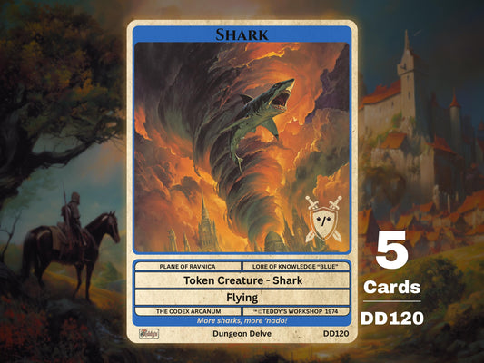5x Shark */* Flying Blue MTG Token - Teddy's Workshop DD120