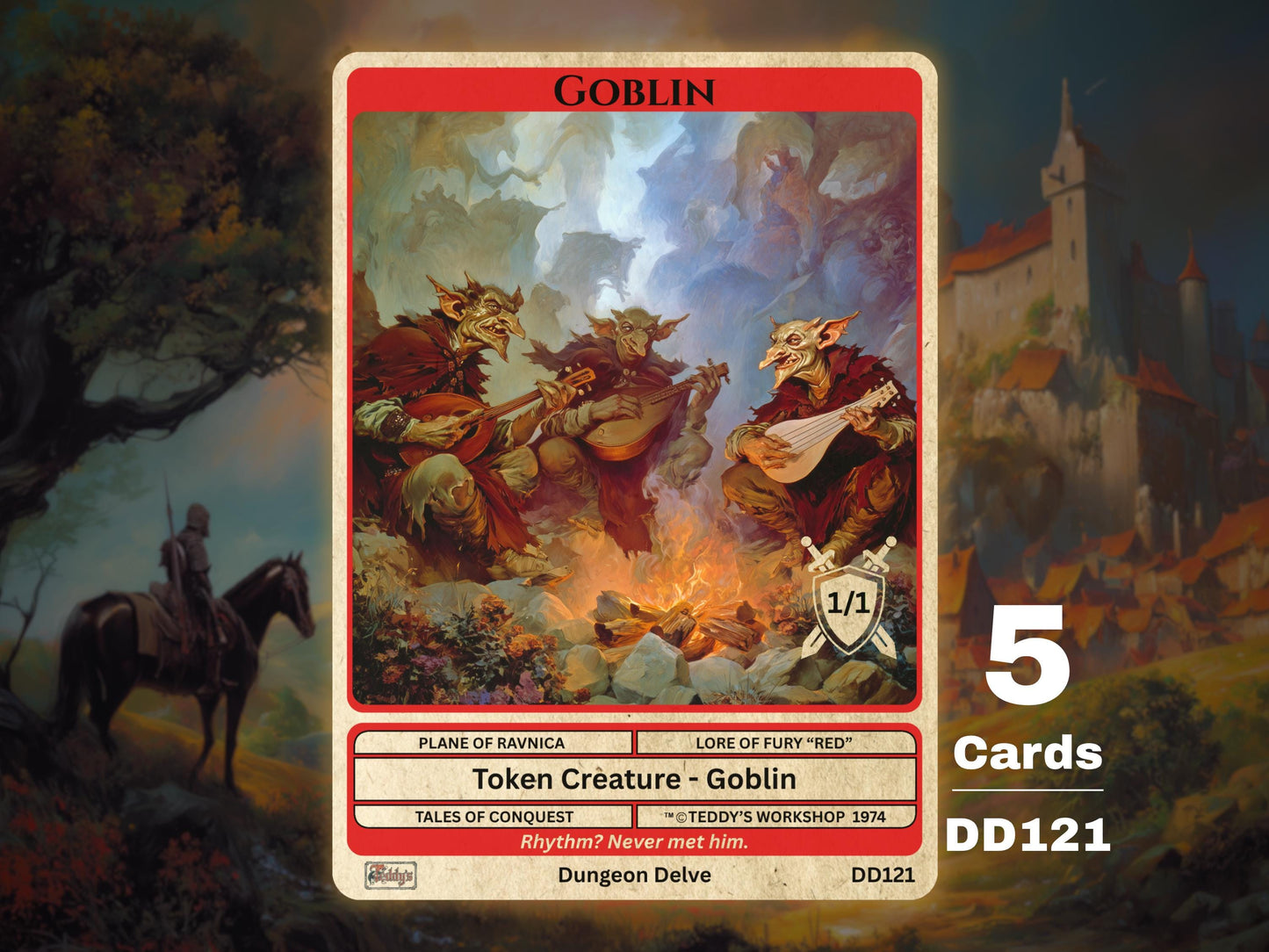 5x Goblin 1/1 Red MTG Token - Teddy's Workshop DD121