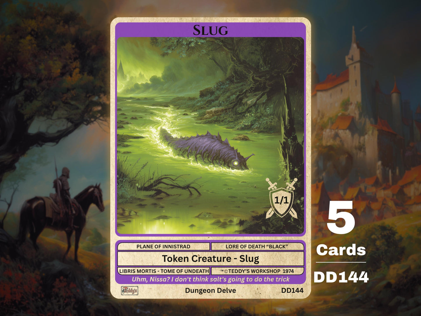 5x Slug 1/1 Toxrill Black MTG Token - Teddy's Workshop DD144