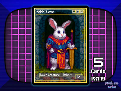 5x Rabbit 1/1 White Hare MTG Token - Pixel Tokens by Teddy PX119