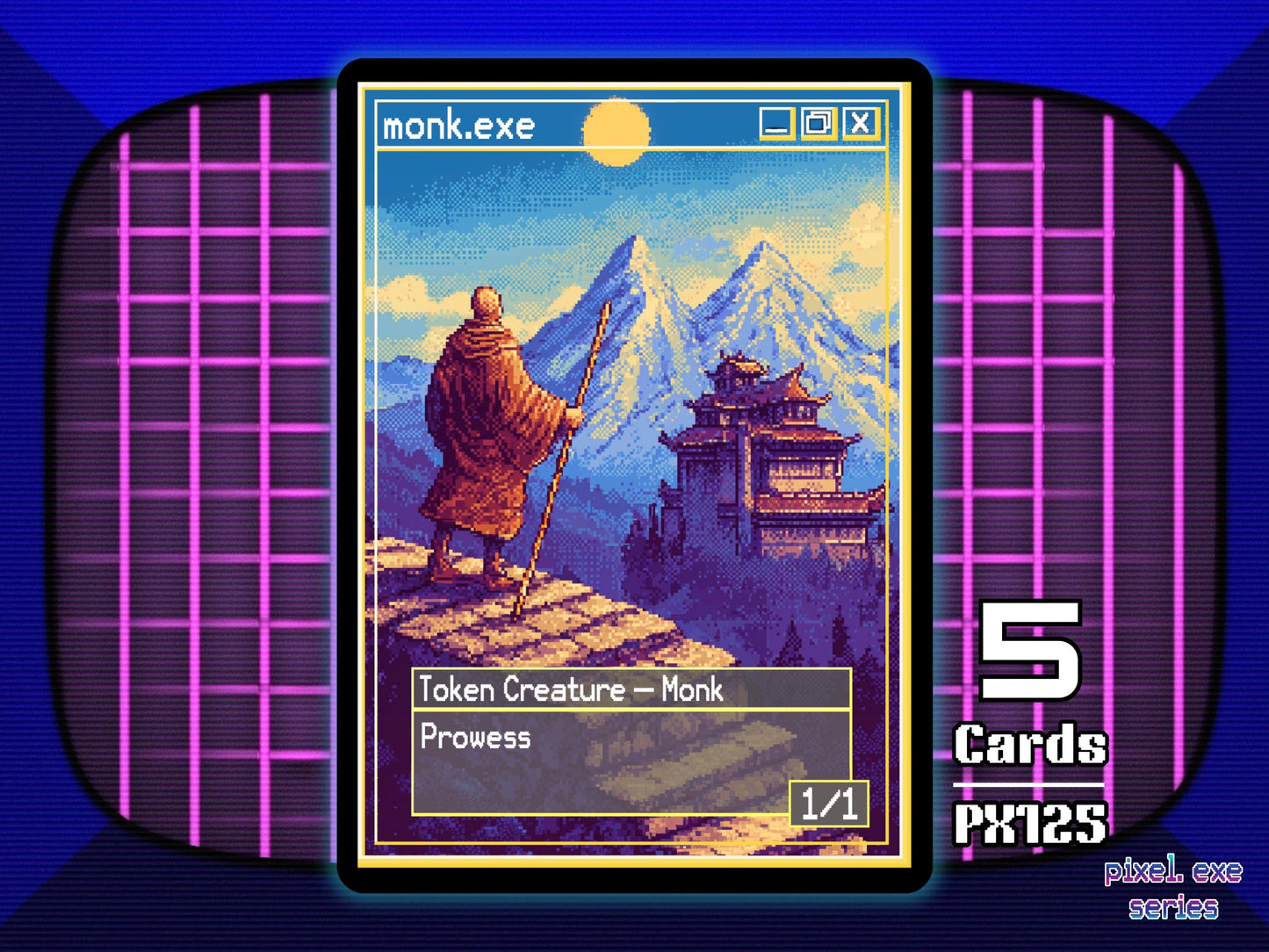 5x Monk 1/1 Prowess White MTG Token - Pixel Tokens by Teddy PX125