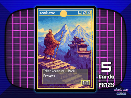5x Monk 1/1 Prowess White MTG Token - Pixel Tokens by Teddy PX125