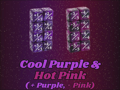 Counter Dice + / - , Magic TCG,  Purple & Pink Marble Color Theme, perfect for any magic the gather deck! Edh, Cedh Magic Deck!