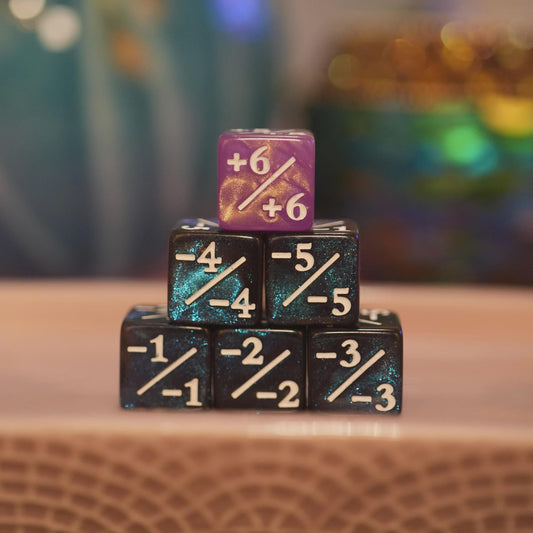 Counter Dice + / - , Magic TCG, Pink & Blue Galaxy Theme, perfect for any magic the gather deck! Edh, Cedh Magic Deck! Great gift for nerds!